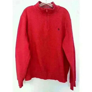 U.S. Polo Assn Men's L 1/4 Zip Red Sweatshirt